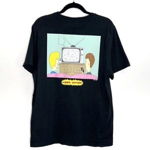 MTV BEAVIS and BUTT-HEAD front patch back graphic Viacom 2020 black tee